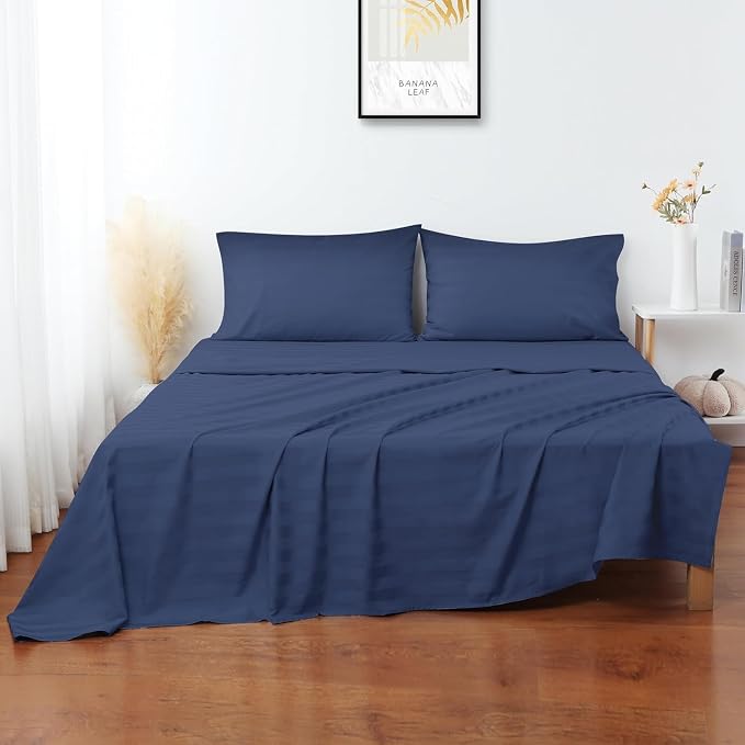 Flat Sheet Only Twin Size, 400 TC 100% Egyptian Cotton Flat Sheet Striped - Image 2