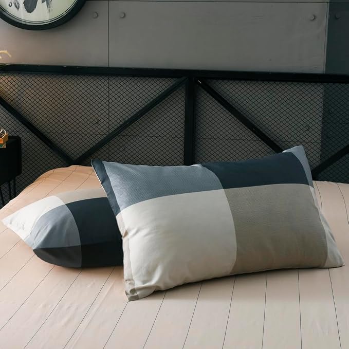mixinni Queen Size Checkered Duvet Cover Set - Image 5