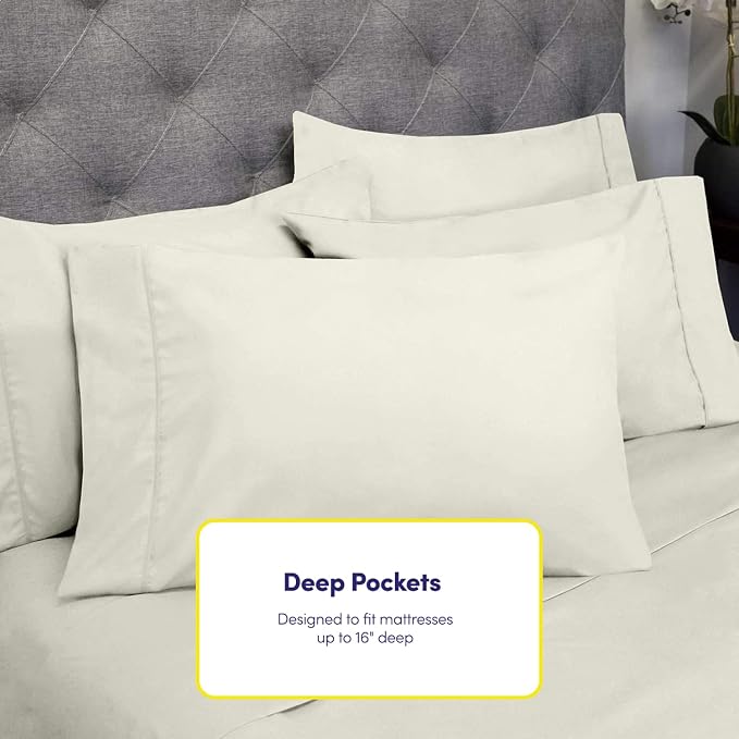 Queen Sheets Ivory - Image 5