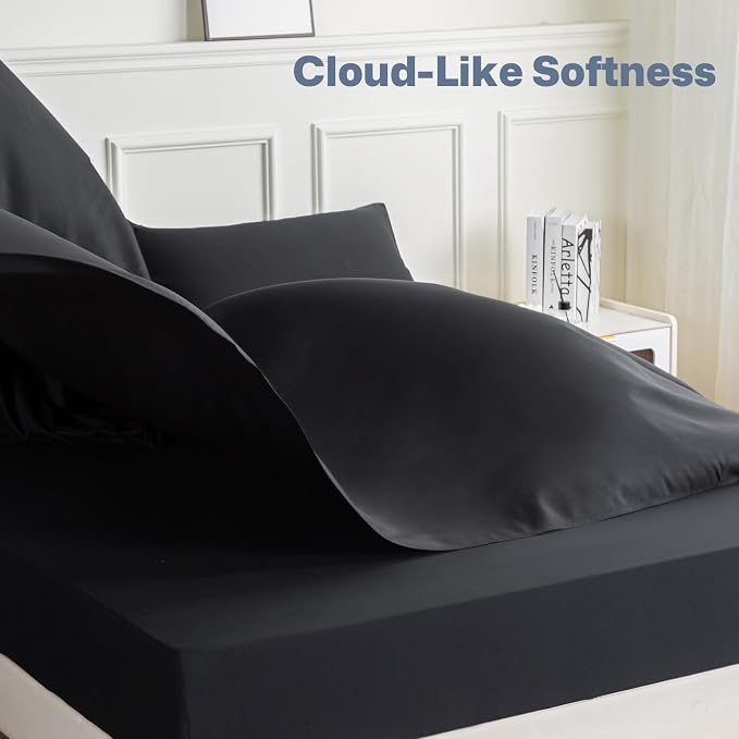 Lavisun King Flat Sheet, 6 Pack Black King Bed Sheet Only - Image 3