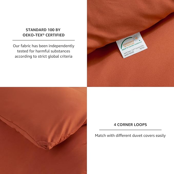 CozyLux Terracotta Queen Comforter Set, 3 Pieces Burnt Orange Rust Solid - Image 5