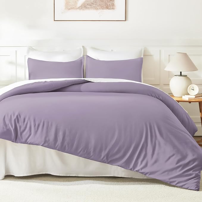 Litanika Grayish Lavender Purple Comforter Set King Size, 3 Pieces Lightweight - Image 6