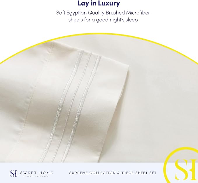 1800 Thread Count Sheet Set – Soft Egyptian Quality Brushed Microfiber Sheets – - Image 6