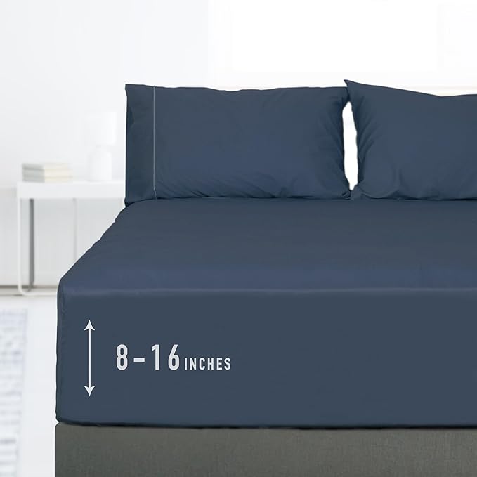 Sunflower Full Fitted Sheet, 1-Piece Deep Pocket Fitted Bottom Sheet 16" by SunflowerHometexUS