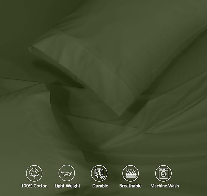 RUVANTI 100% Cotton Sheets – Queen Size Percale Bedding, Cooling & Breathable - Image 4
