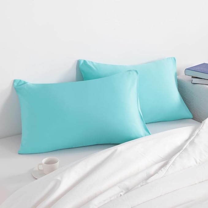 NTBAY Queen Pillow Cases Set, 2 Pack Brushed Microfiber 20x30 Inches, Aqua - Image 2