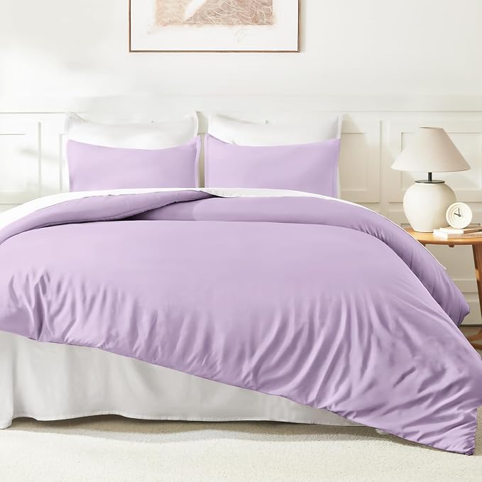 Litanika Lavender Purple Comforter King Size, 3 Pieces Lightweight Solid - Image 6