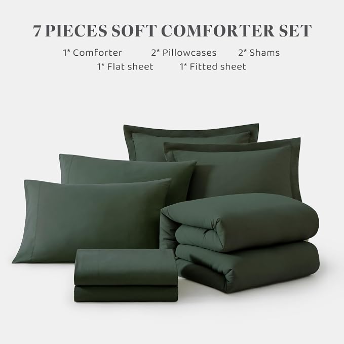 WRENSONGE King Comforter Set, 7 Pieces Deep Forest Soft Bed in a Bag King - Image 7