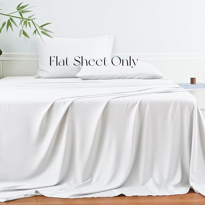 Bamboo Viscose Flat Sheets Only, 400 Thread Count Sateen Weave Queen Size Flat - Image 2