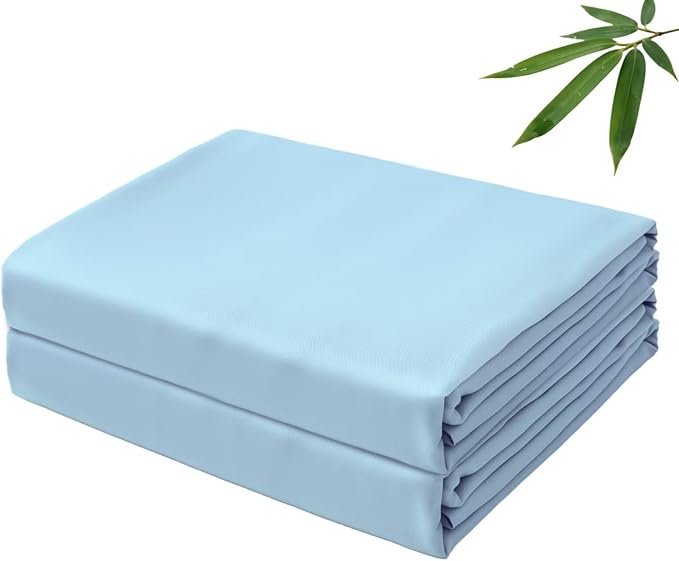 Bamboo Viscose Flat Sheets Only, 400 Thread Count Sateen Weave Queen Size Flat by ZaizaiHome