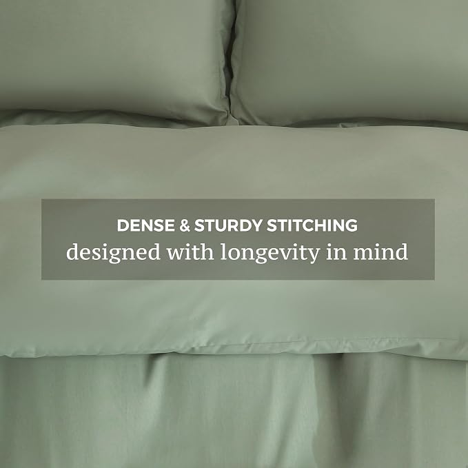 JSD Sage Green Duvet Cover Set Queen Size, 3 Piece Duvet Cover - Image 5