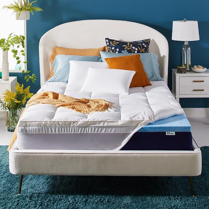 Sleep Innovations Dual Layer 4 Inch Memory Foam Mattress Topper, Full Size - Image 2