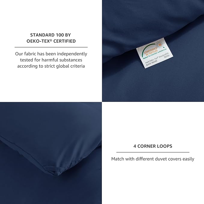 CozyLux Oversized King Comforter Set Navy Blue, 3 Pieces 120x98 Solid - Image 4