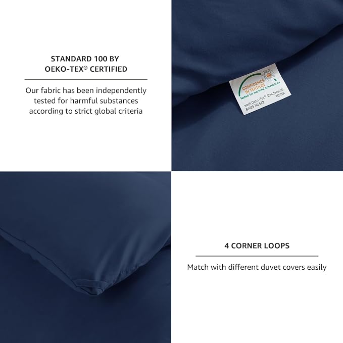 CozyLux Twin Comforter Set Navy Blue, 2 Pieces Twin Extra Long Solid Breathable - Image 5