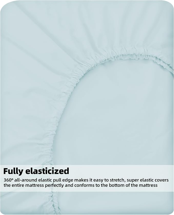 HBHLFZ Twin Fitted Sheet Only, Soft Breathable Bottom Sheet - Image 5