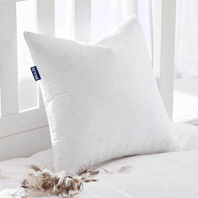 MIULEE Feather Pillow Insert 30x30, Decorative Down Feather Fluffy Throw Pillow by MIULEE