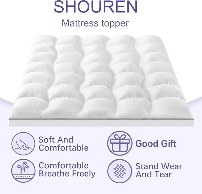SHOUREN Memory Foam Mattress Topper Full - Image 3
