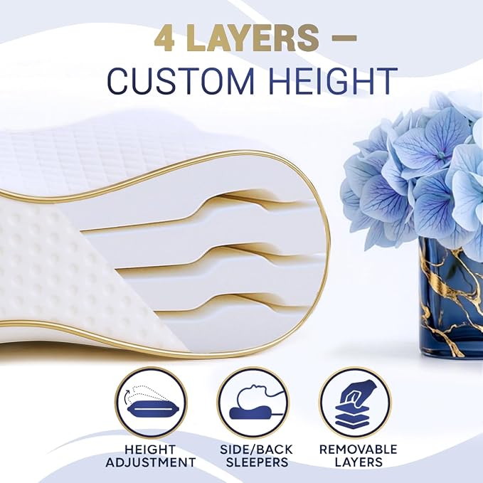 Royal Therapy 4-Layer King, Contour Pillow, Side Sleeper Pillow, Orthopedic - Image 4