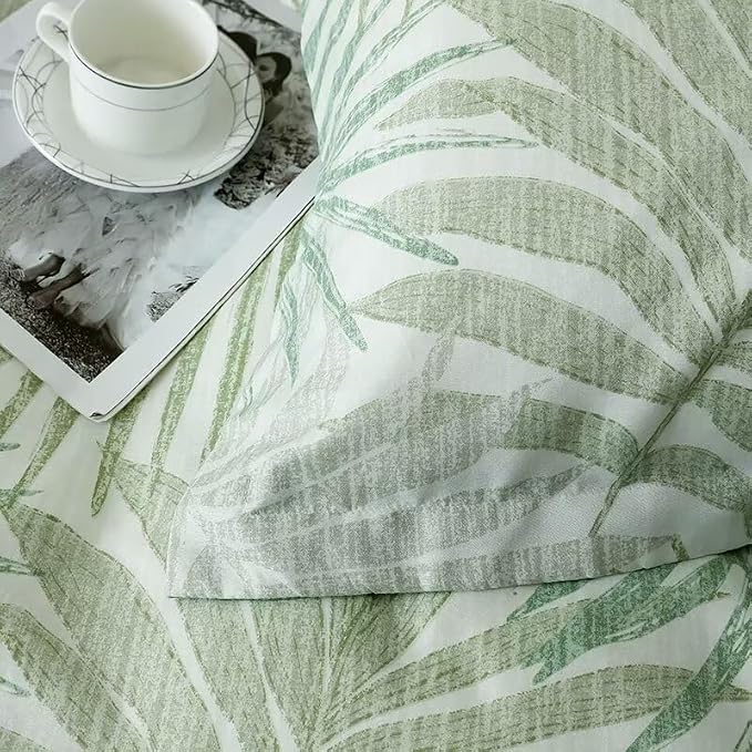 OAITE Duvet Cover Twin Size, Reversible Leaf Green Duvet Cover Set - Image 4