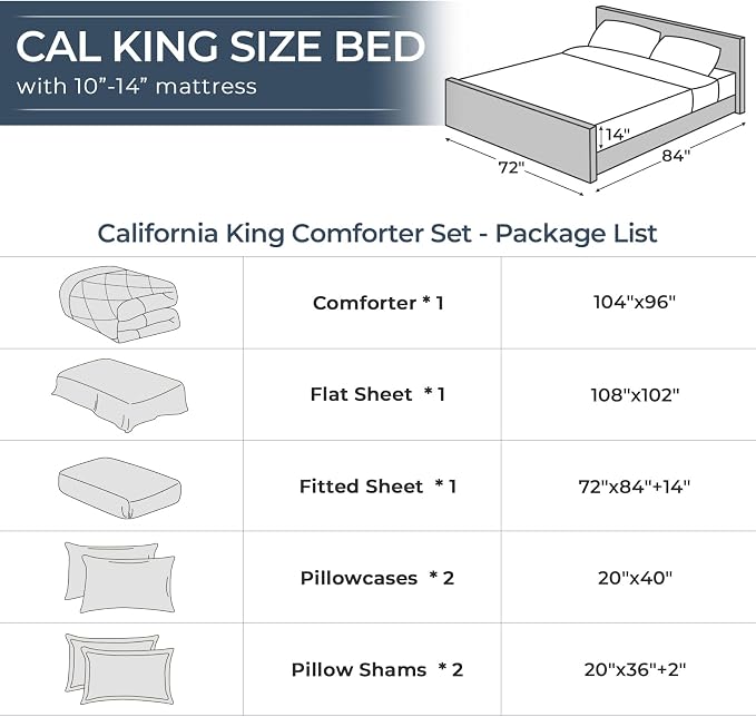 HEVUMYI Dusty Blue Cali-King Comforter Set - Image 8