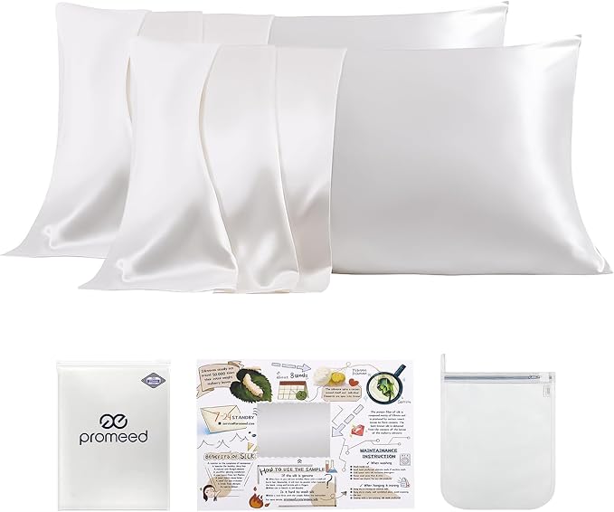 PROMEED 100% Mulberry Silk Pillowcases 2 Pack King Size, 23 Momme 6A+ Grade by PromeedTextile