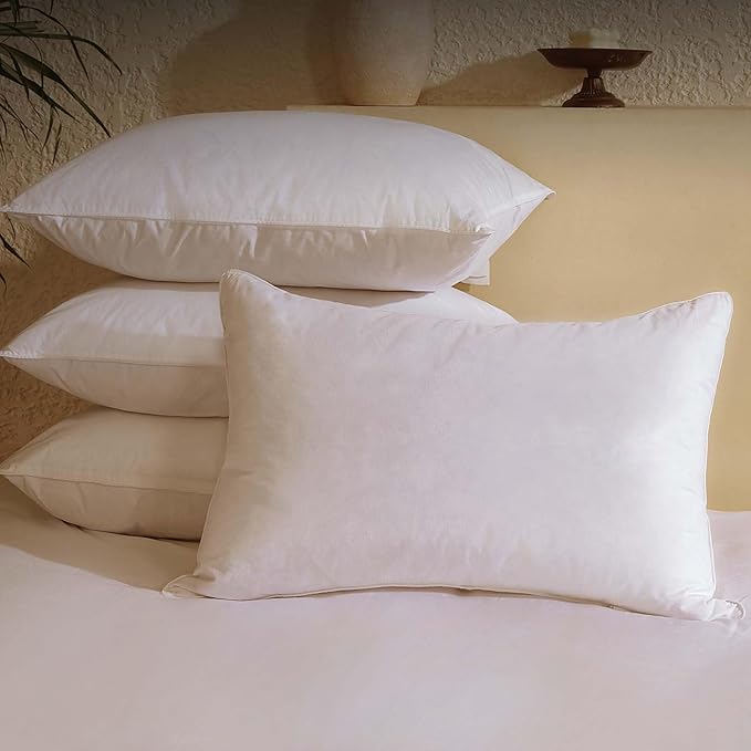 BHZ Goose Down Feather Pillows Standard Size Set of 4 Pack, Luxury Hotel by BHZHouseholdProducts