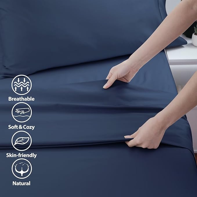 2-Pack Cotton Twin Flat Sheet Only, 600 Thread Count 100% Egyptian Cotton Top - Image 3