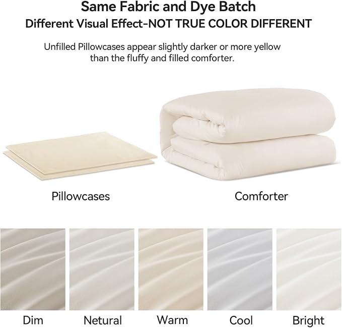 ROSGONIA Oversized King Comforter Ivory - Image 2