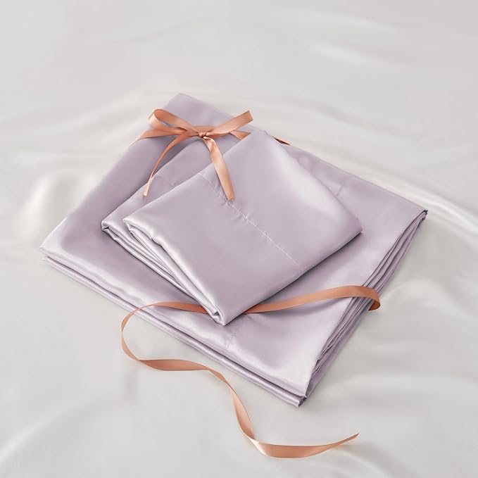 BEDELITE Satin Sheets Twin XL Size Bed Set, Luxury Soft Lavender Silky Sheets - Image 7