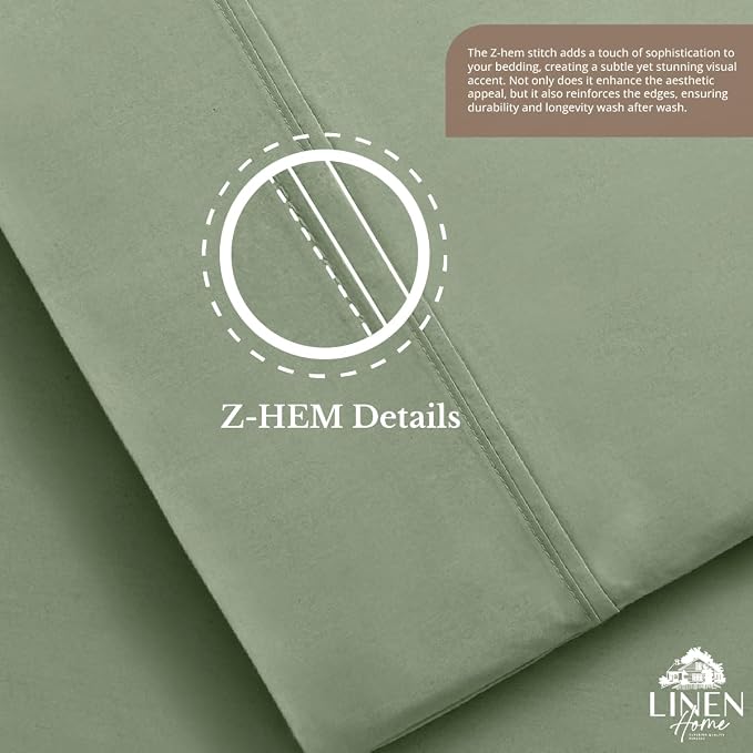 Linen Home 100% Cotton Percale 1 Flat Sheet, Full Size - Image 6
