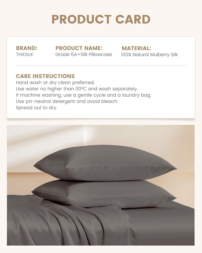 THXSILK 100% Mulberry Silk Pillow Case Silk Pillowcase - Image 8