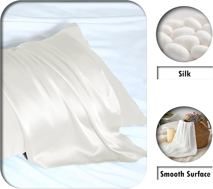 Silk Pillow Cases 2 Pack, Soft Breathable and Sliky Queen Size Pillow Cases Set - Image 2