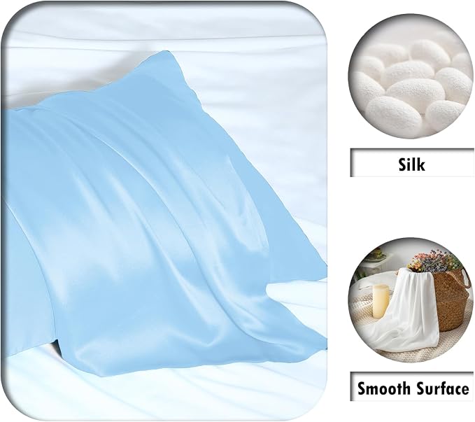 Silk Pillow Cases 2 Pack, Soft Breathable and Sliky Queen Size Pillow Cases Set - Image 2