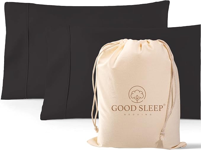 1000 TC Dark Gray Standard Pillowcases Set of 2 100% Egyptian Cotton Pillow by GoodSleepBedding