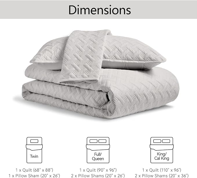 FLYMME Queen Quilt Bedding Set Light Grey Lightweight Bedspreads Full Size - Image 7