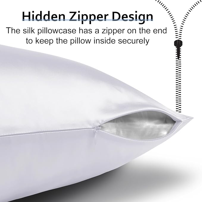 Silk Pillow Cases 2 Pack, Ravmix Both Sides Mulberry Silk Pillowcases Set of 2 - Image 6