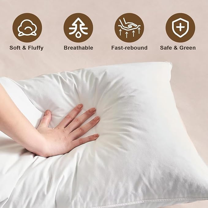 BHZ Goose Down Feather Pillows Standard Size Set of 4 Pack, Luxury Hotel - Image 7