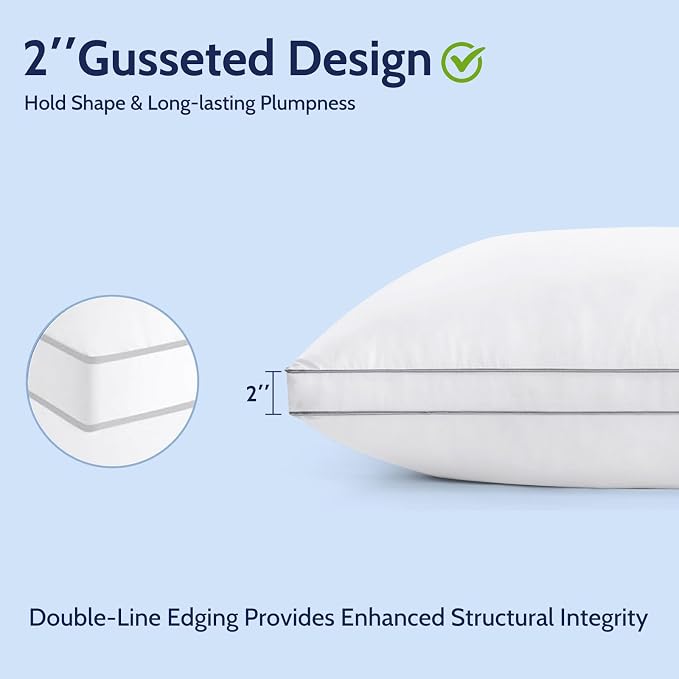 ROUMEA Pillows Queen Size Set of 2, Gusseted Bed Pillows - Image 4