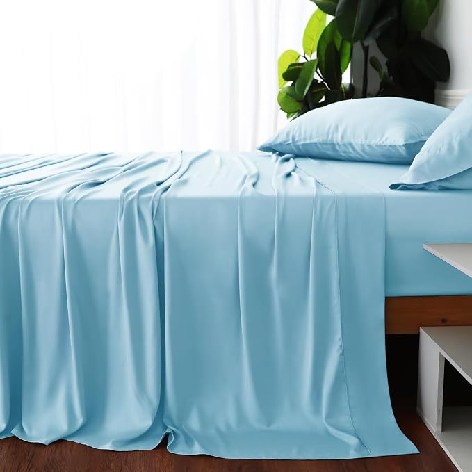 Bamboo Viscose Flat Sheets Only, 400 Thread Count Sateen Weave Full Size Flat - Image 4