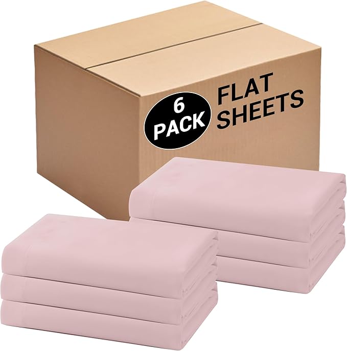 Bulk Full Flat Sheets Only, 6 Pack Quick Sort Top Bed Sheet, Color-Coded Label by Culve