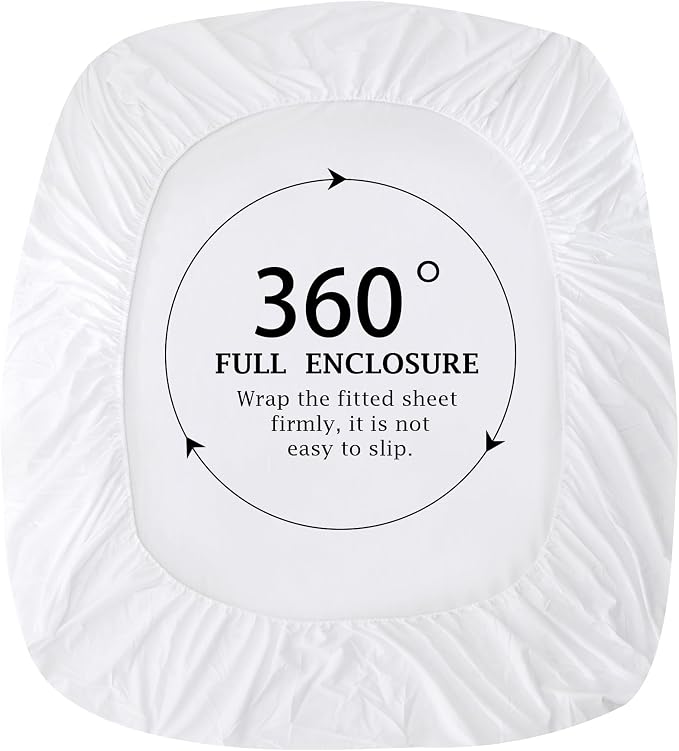 FreshCulture Pure Cotton Fitted Sheets Full Size, 300 Thread Count Percale - Image 4