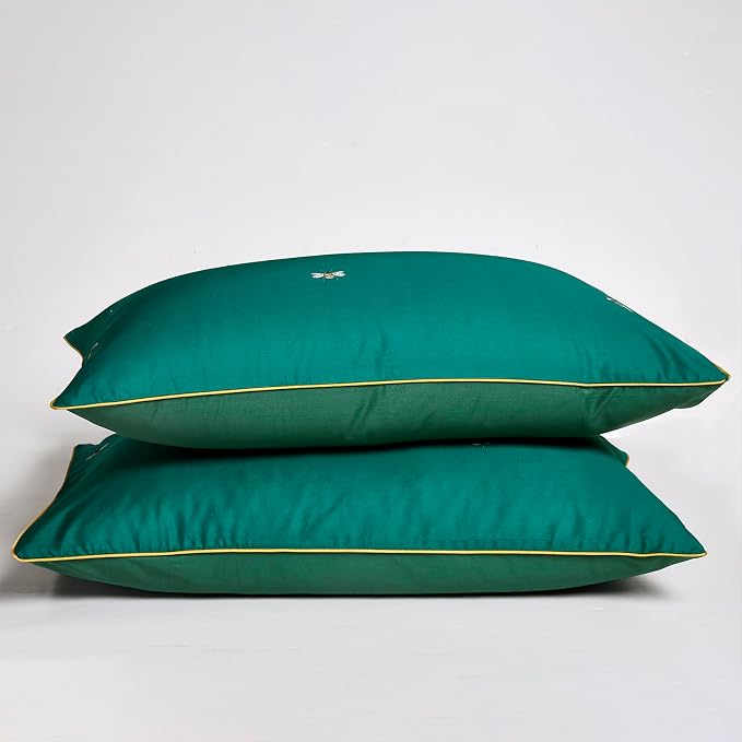 mixinni Dark Green Duvet Cover Twin XL Size, 100% Long Staple Cotton Honeybee - Image 5
