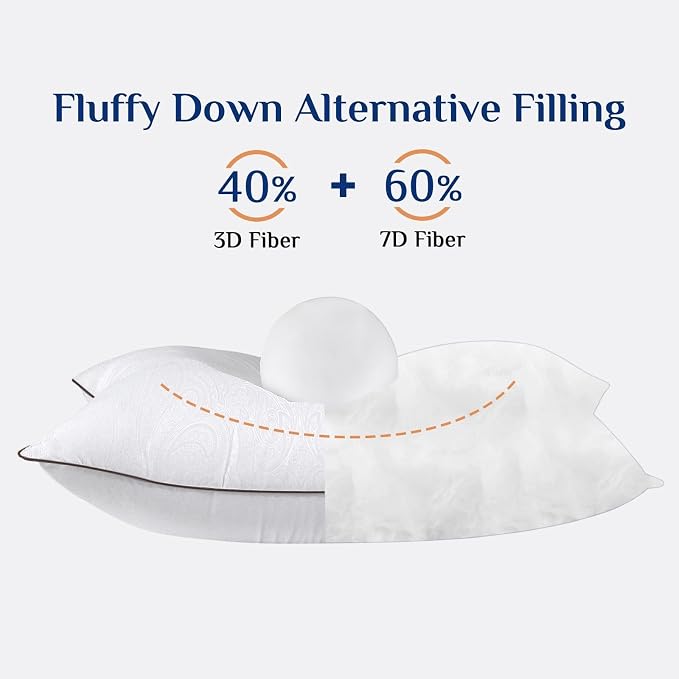 JOLLYVOGUE Bed Pillows Standard Size Set of 4, Cooling and Supportive Full - Image 3