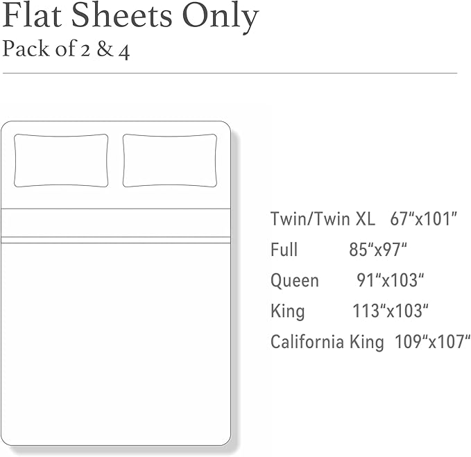 King Size Flat Sheet 4 Pack, 100% Cotton Percale Flat Bed Sheet, Breathable - Image 5