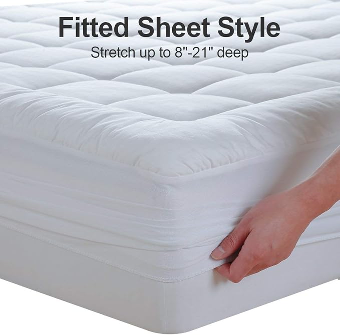 EASELAND RV King Mattress Pad Pillow Top Mattress Cover Quilted Fitted Mattress - Image 6