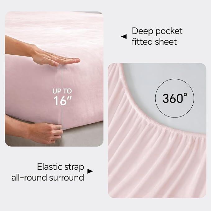BEDELITE Flannel Sheets Full Size Pink - Image 4