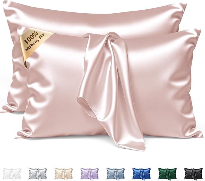 Silk Pillow Cases 2 Pack Standard Size Mulberry Silk Pillowcase Set of 2 by BRINGYOUTHEBEST