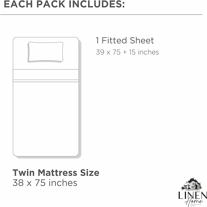 Linen Home 100% Cotton Percale Weave Fitted Sheet, Twin Size, Pastel Turk - Image 6
