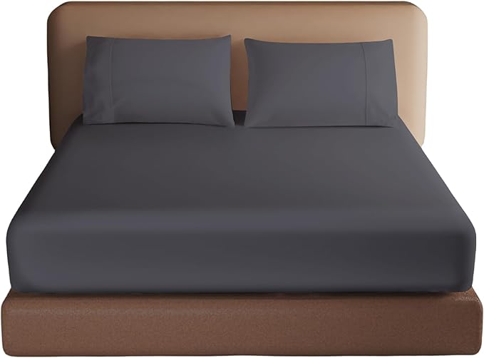 100% Egyptian Cotton Fitted Sheet Twin Size, 600 Thread Count, Soft & Elastic by ZaizaiHome