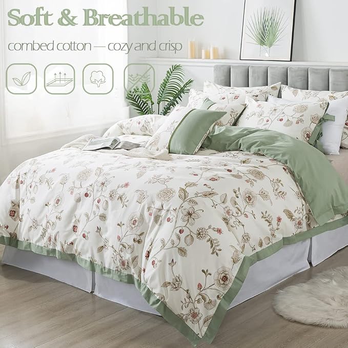 FADFAY Twin XL Duvet Cover Set Floral Bedding Set 100% Cotton College Bedding - Image 7